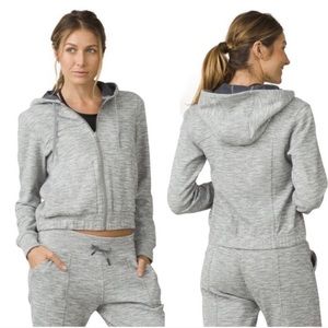 Prana Herringbone Bomber Hoodie Sweatshirt